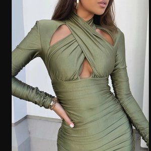 Jaus- Solana Khaki Green Dress- House of CB Look- Alike